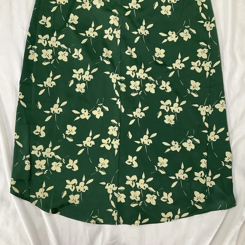 Urban Outfitters Kelly Tulip Faux Wrap Satan Midi Skirt Women L Y2K Grn Slit 431